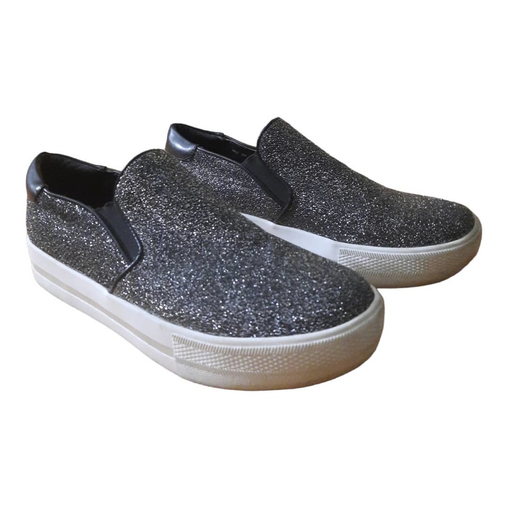 Steve Madden Noe Luxe Black Sparkle Platform Slip-On Sneaker Size 6M